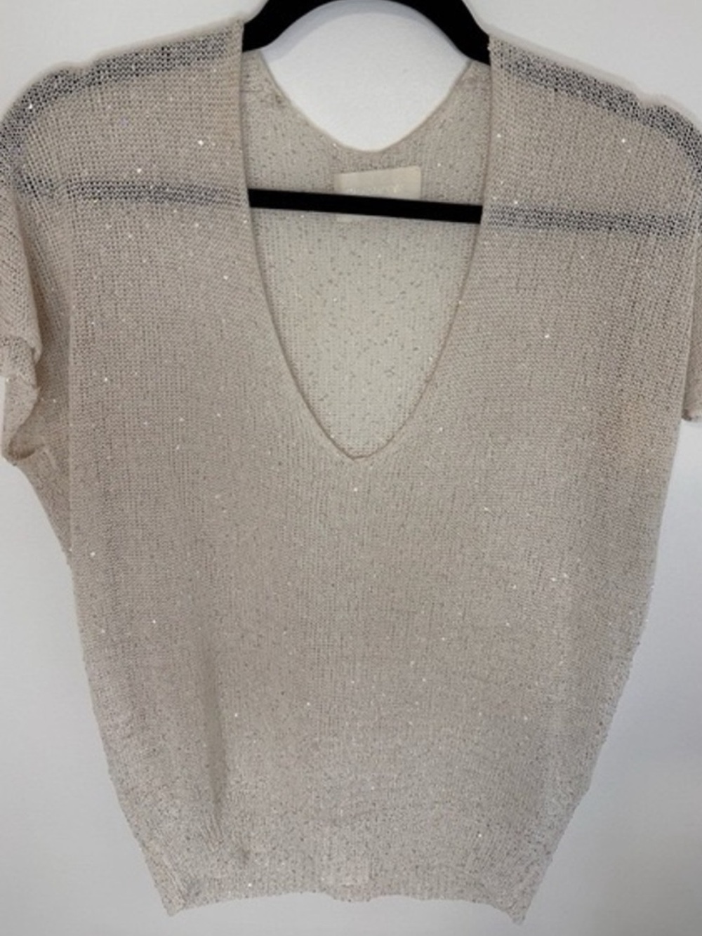 Zadig & Voltaire Sequin Knit V-Neck Top S